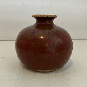 Vintage Ceramic Vase - deep red with black spots.preowned